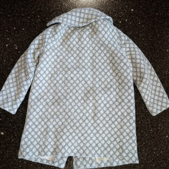 Elegant, Vintage Wool, Light Gray And Beige Patterned Women's Coat and Dress Set - Picture 14 of 16